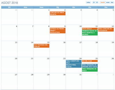 Calendari de les activitats de 2018